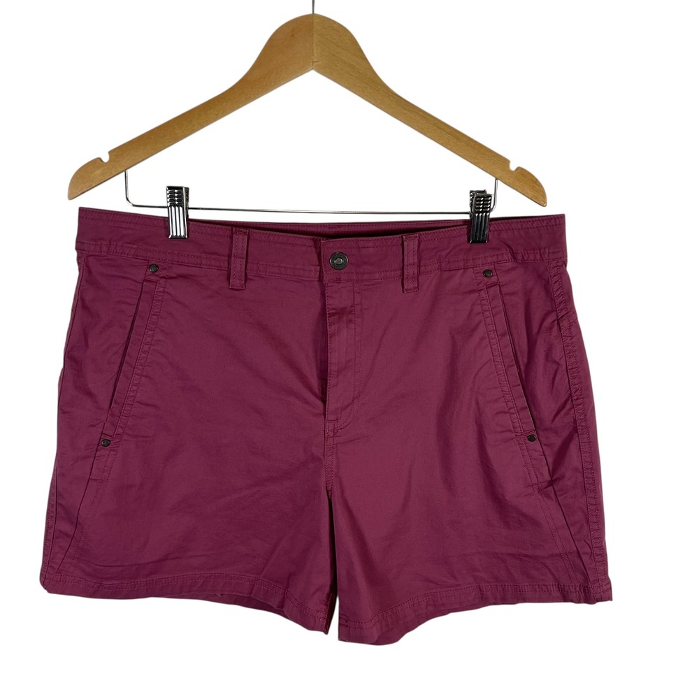Eddie Bauer Womens 14 Shorts Magenta Pink Cotton Stretch Hiking Casual Utility